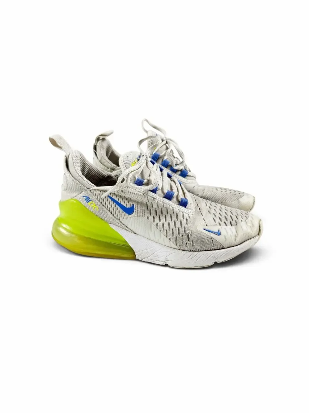 Nike Air Max 270 White Volt Astronomy Blue Sneakers Size 4 youth